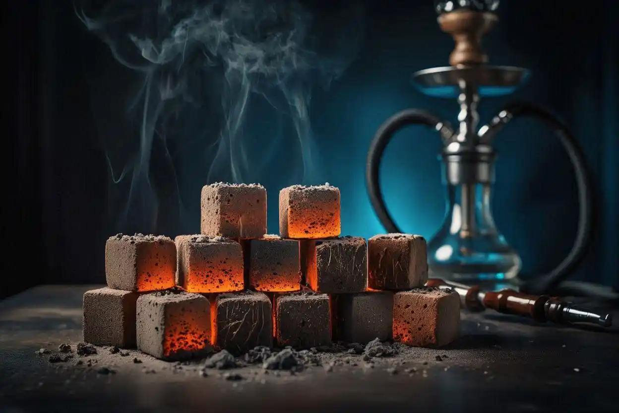 Shisha charcoal quality standards explained with coconut charcoal cubes for hookah setup