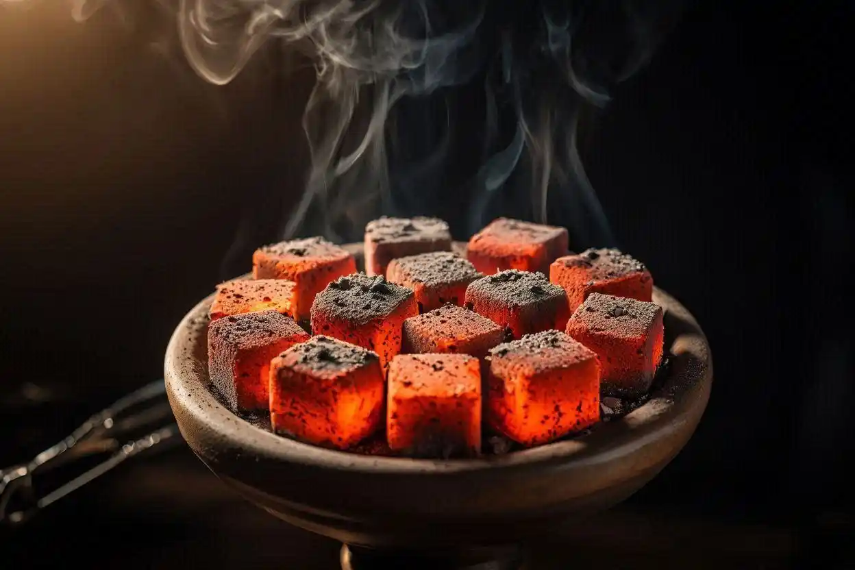 shisha charcoal consistent heat output with evenly burning cubes and stable heat on hookah bowl